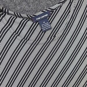 The Limited Tank Top Women M Black White Stripe Nylon Spandex Slim Fit Shell